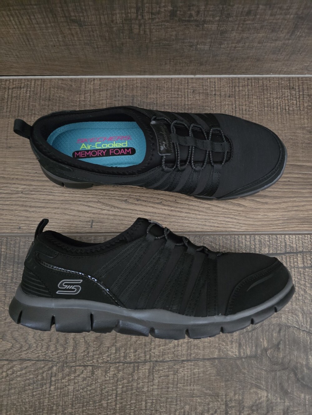 Skechers Slip On Shoes Women 8 Gratis Shake It Off Sneaker Black Comfort 22602